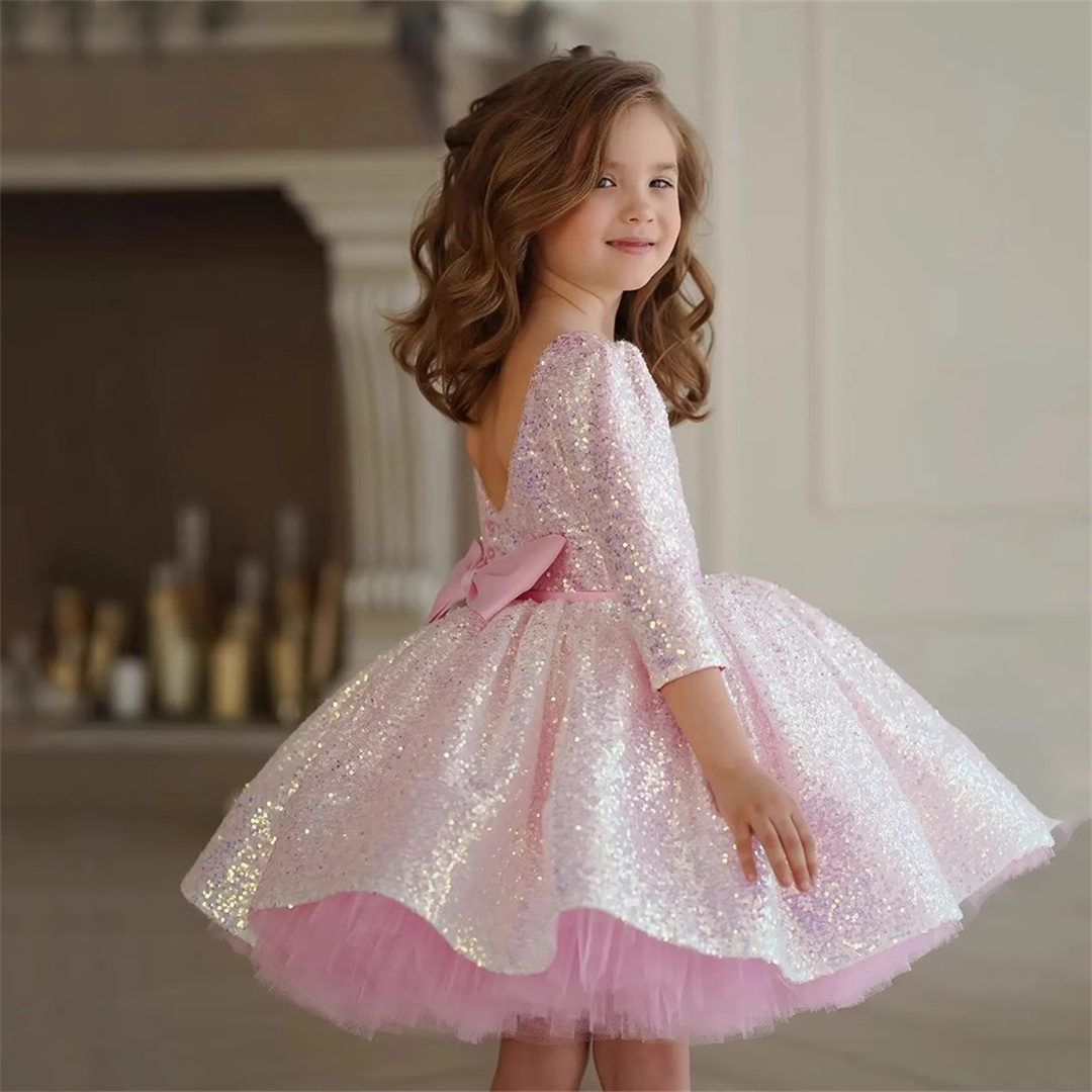 Birthday Sash Glitter - Glitter Pink Girl Dress Knee Length