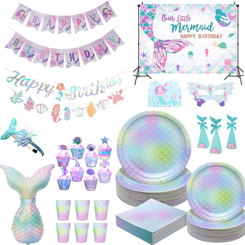 Table Cloth Disposable - Mermaid Party Supplies Mermaid Disposable Tableware