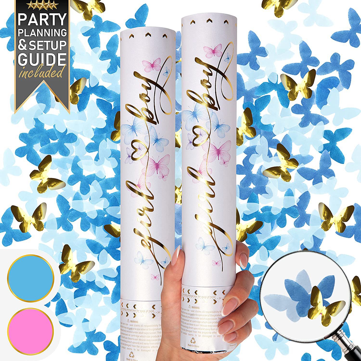 Confetti Cannon Tube - Gender reveal party confetti cannons -