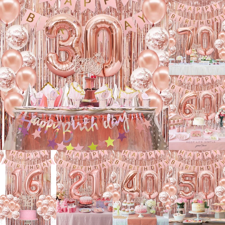 Party Banner Gold - 58Pc/Set 40Inch Number Foil Balloons Party
