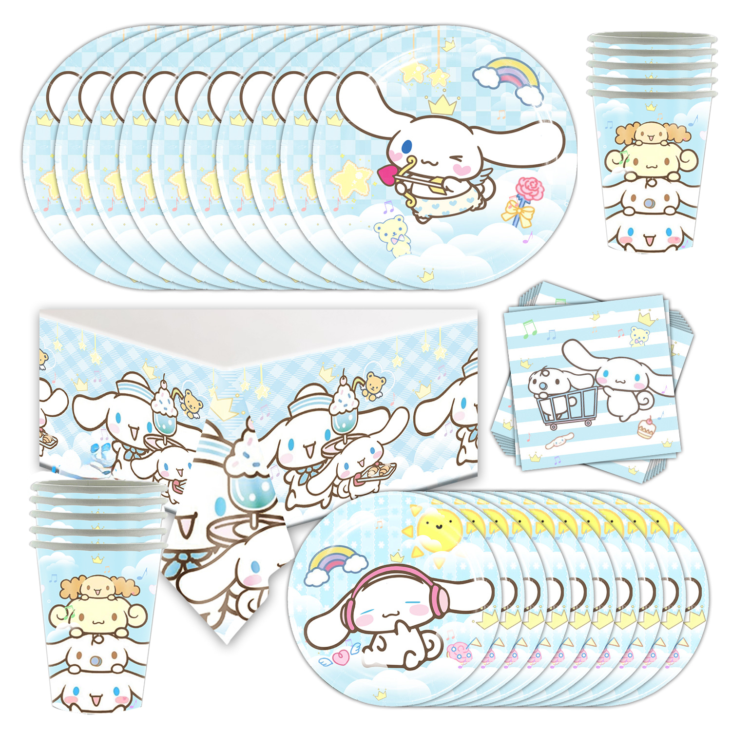 Table Cloth Disposable - Cartoon Cinnamorolled Birthday Party Decoration Disposable