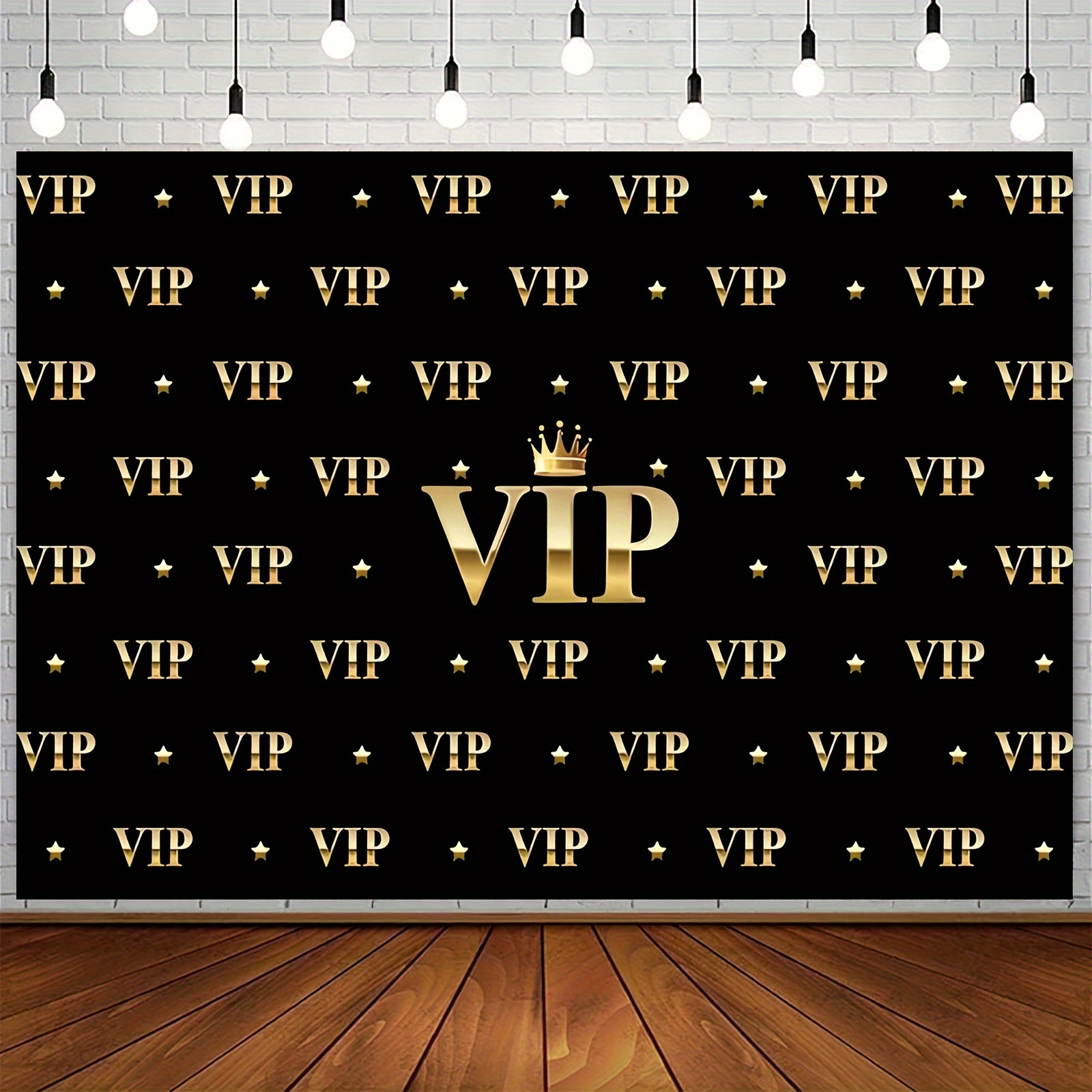 Party Banner Gold - VIP Royal Crown Black Gold Tapestry
