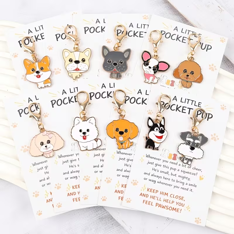 Supply Event - 10 Cute Cartoon Puppy Keychains—2D Animal-Themed