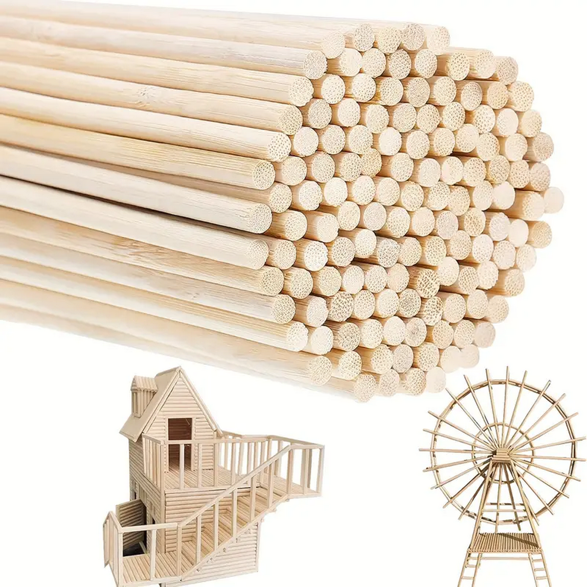 Cotton Candy Cone - DIY Bamboo Sticks 50/100pcs Natural Color