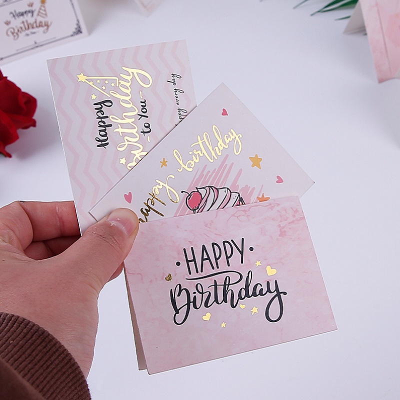 Party Event Supplier - 100pcs Golden stamping Happy birthday folding