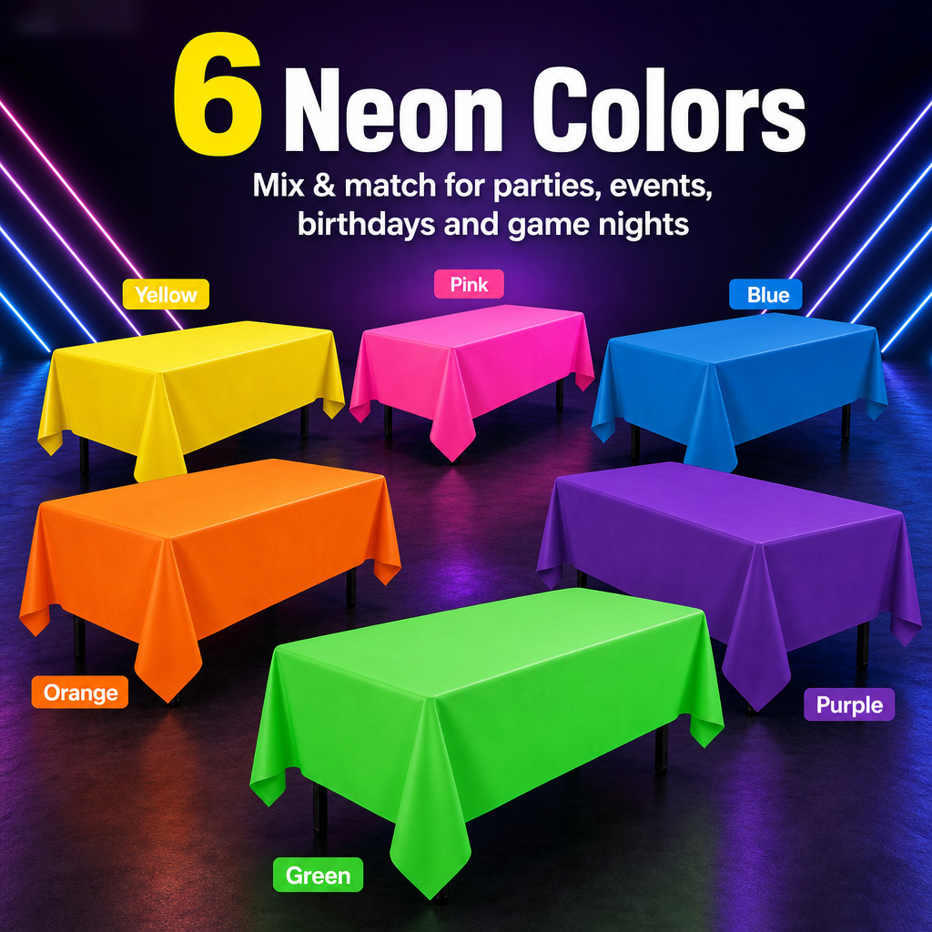 Table Cloth Disposable - Thickened Macaron Fluorescent Tablecloth, Disposable Solid