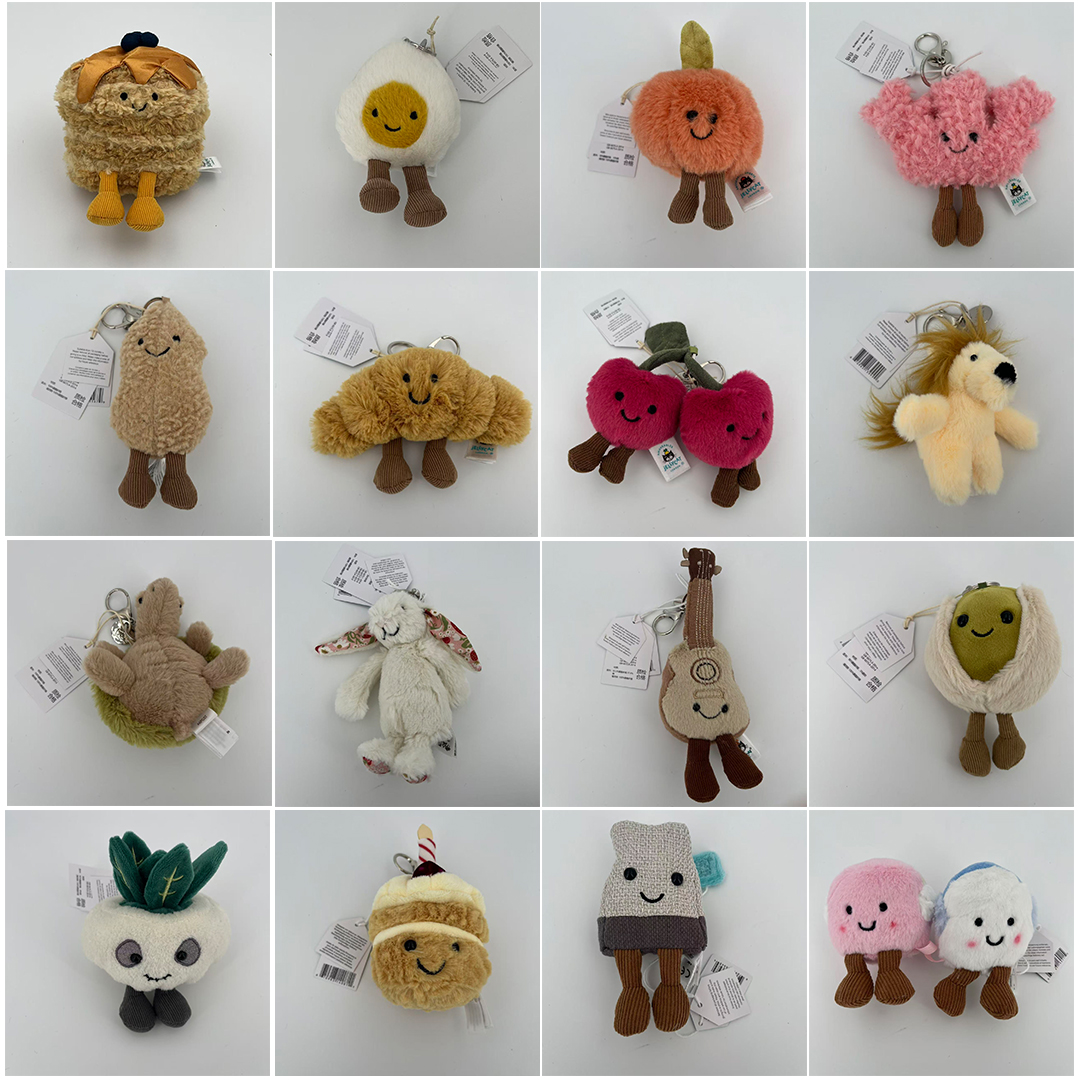 Party Favor Bag - Marshmallow Keychain Tea bag Watermelon, croissant,