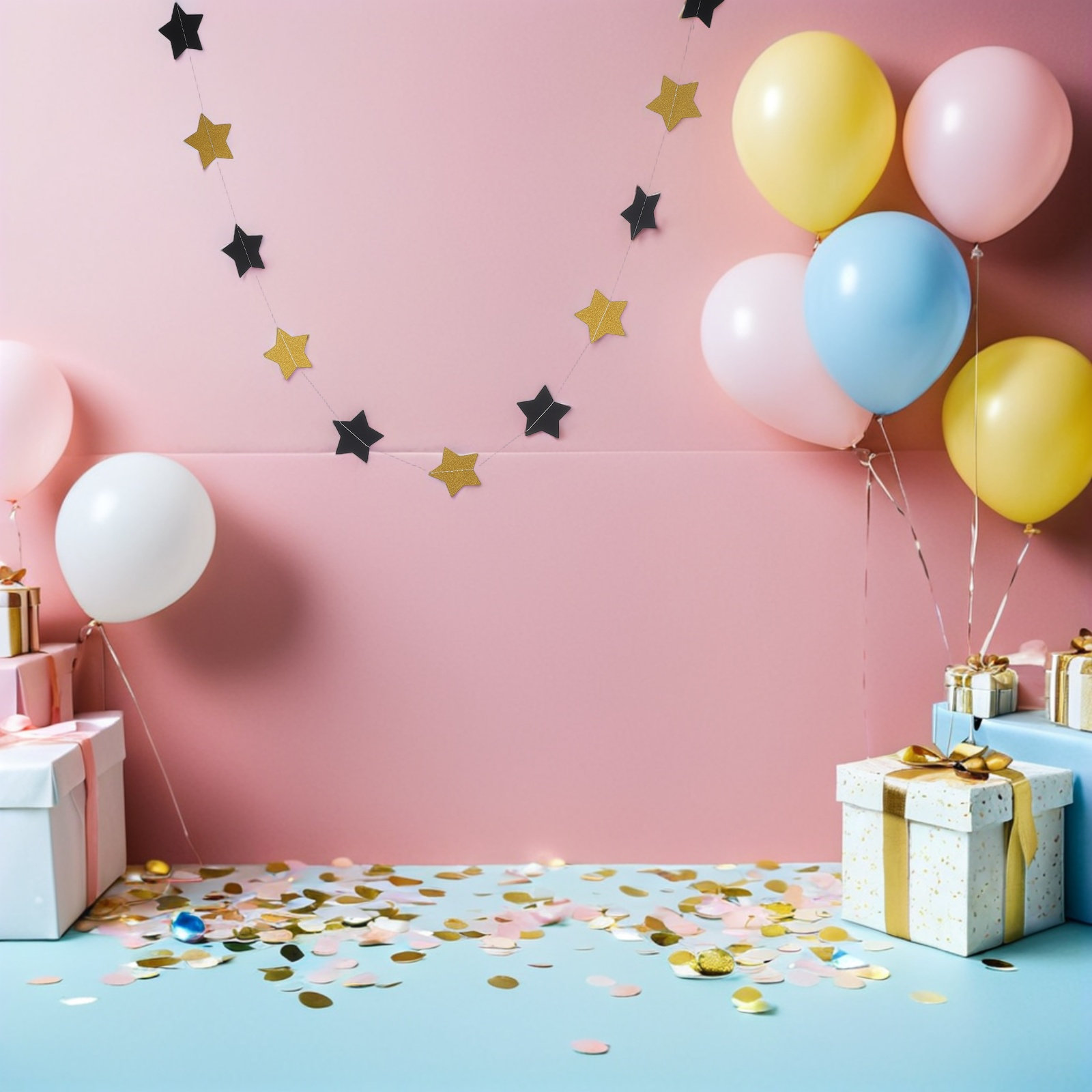 Party Banner Gold - 2Pcs Gold Star Garland Banner Double-Sided