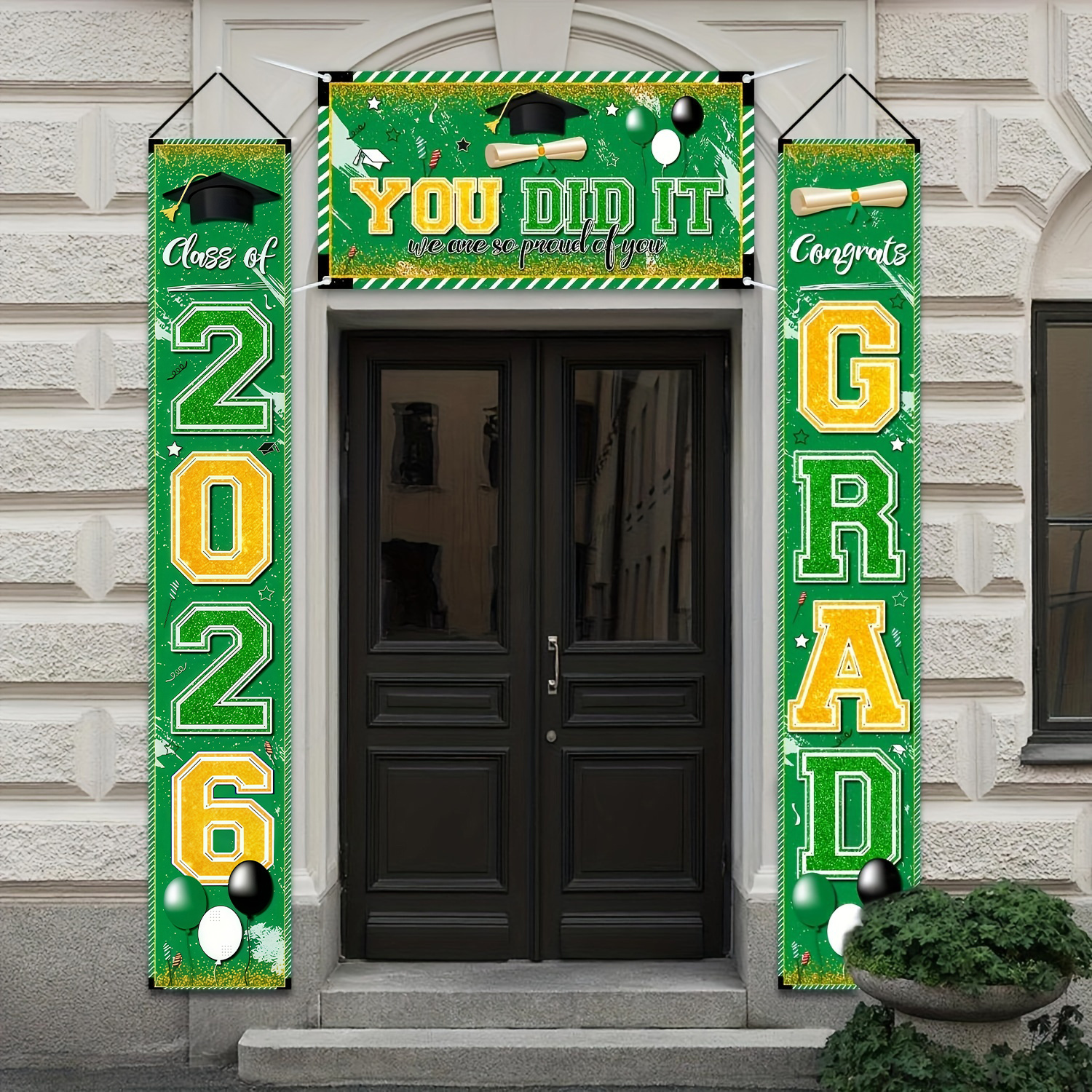 Party Banner Gold - Congrat Class of 2026 Graduation, Green