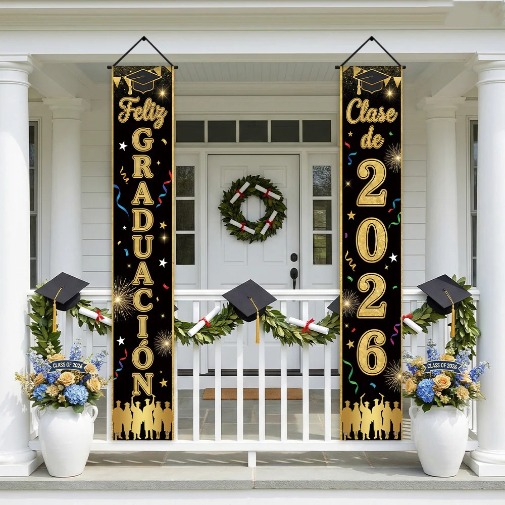 Party Banner Gold - Feliz Graduacion Class of 2026 Graduation