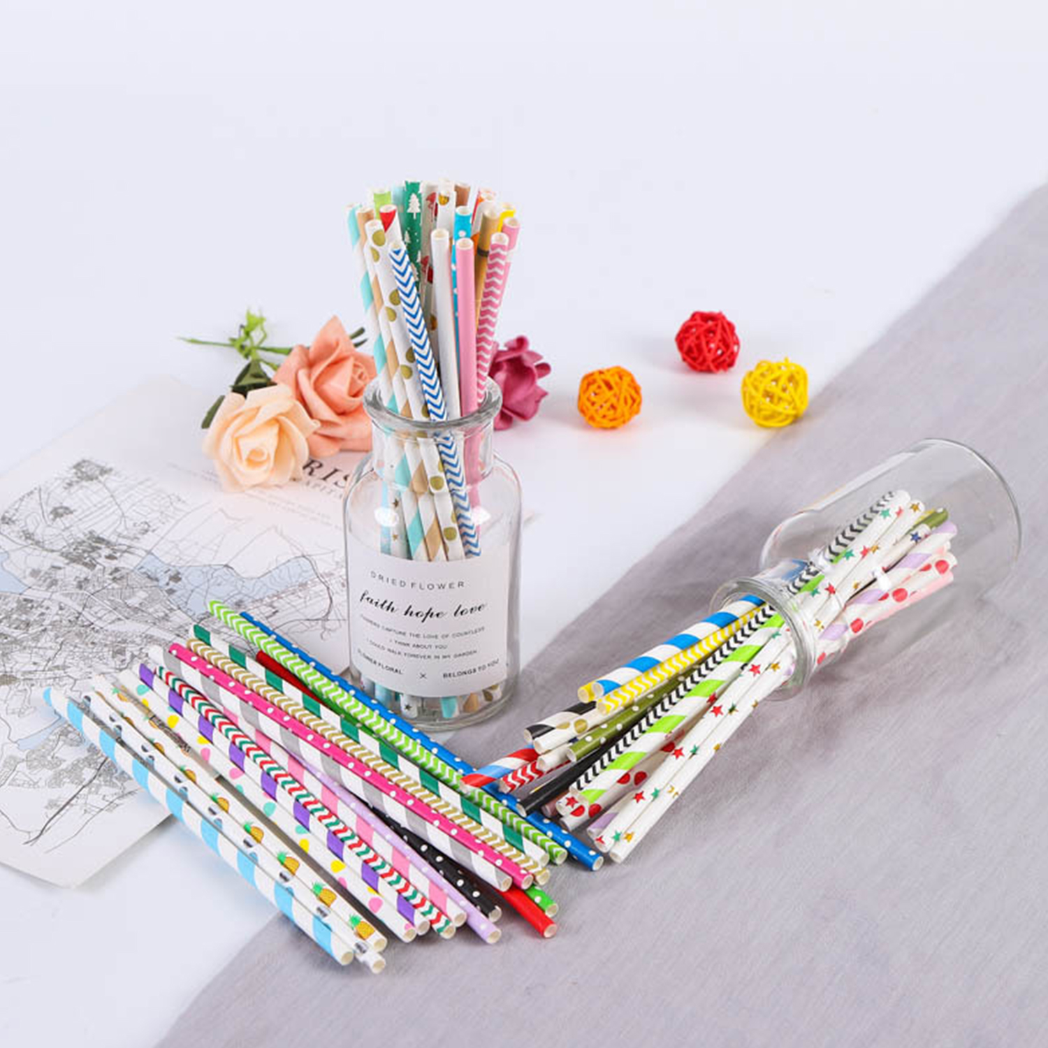 25 Pcs Colorful Disposable Pap - đánh giá và giá Paper Straw Color