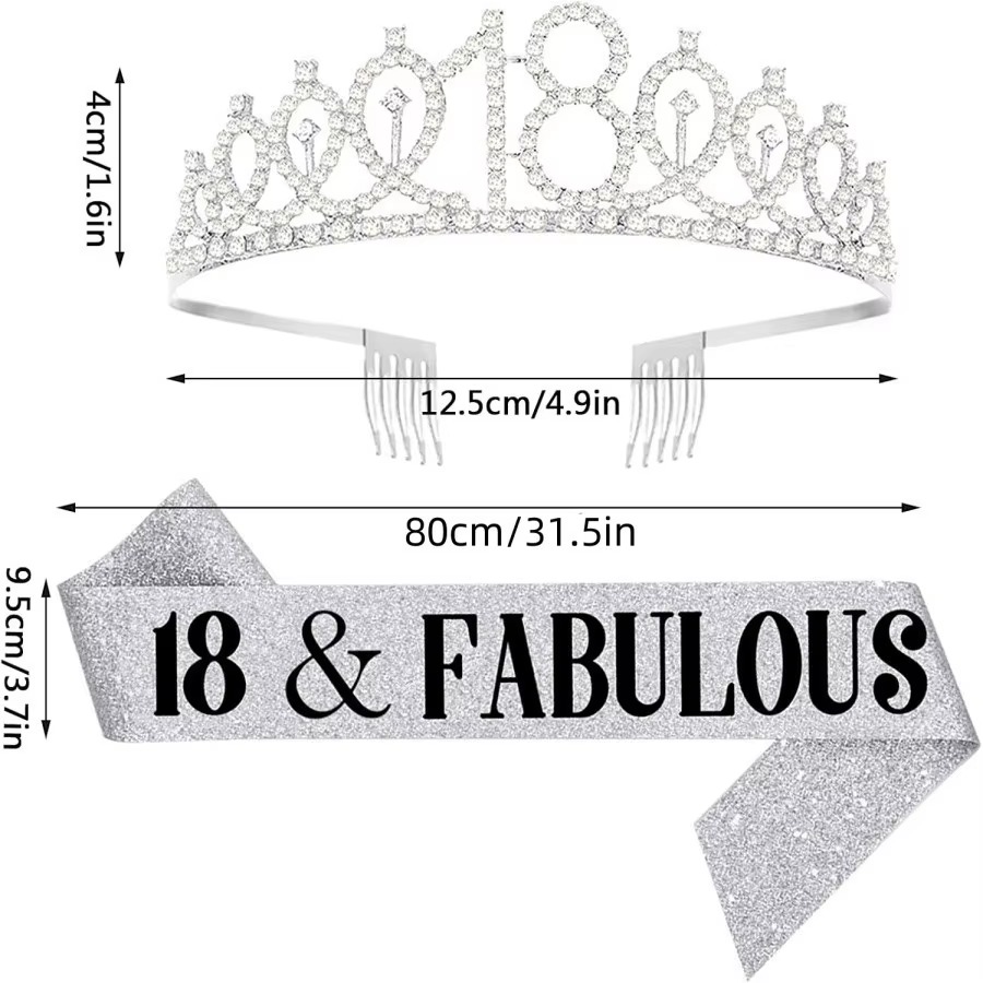 Glitter Silvery Birthday Tiara - đánh giá và giá Birthday Sash Glitter