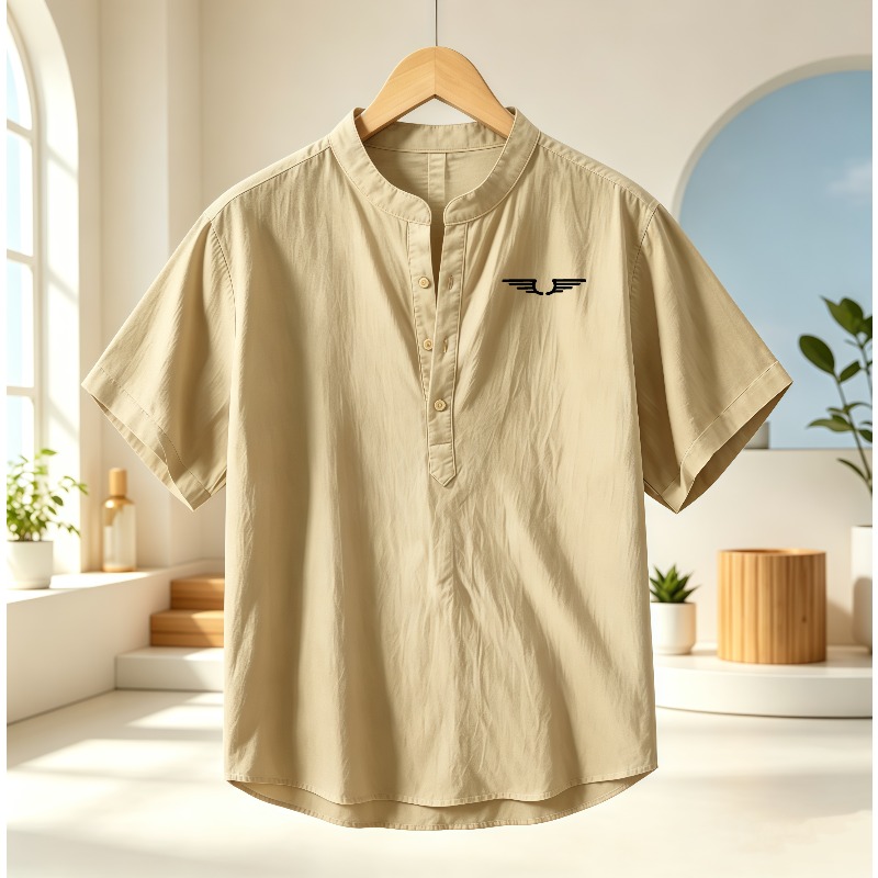 Men's cotton and linen Henley  - đánh giá và giá Event Support