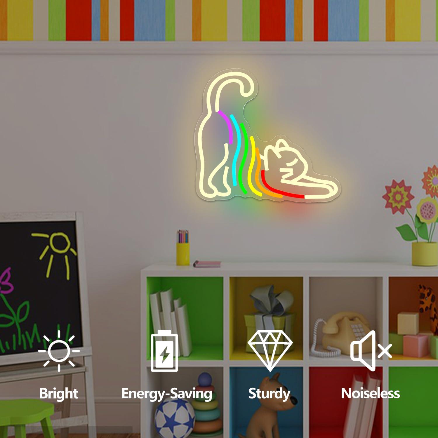 Rainbow Stretching Cat Neon Si - đánh giá và giá Neon Sign Party