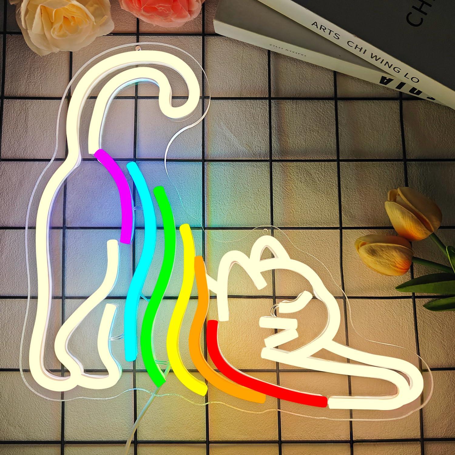 Rainbow Stretching Cat Neon Si - đánh giá và giá Neon Sign Party