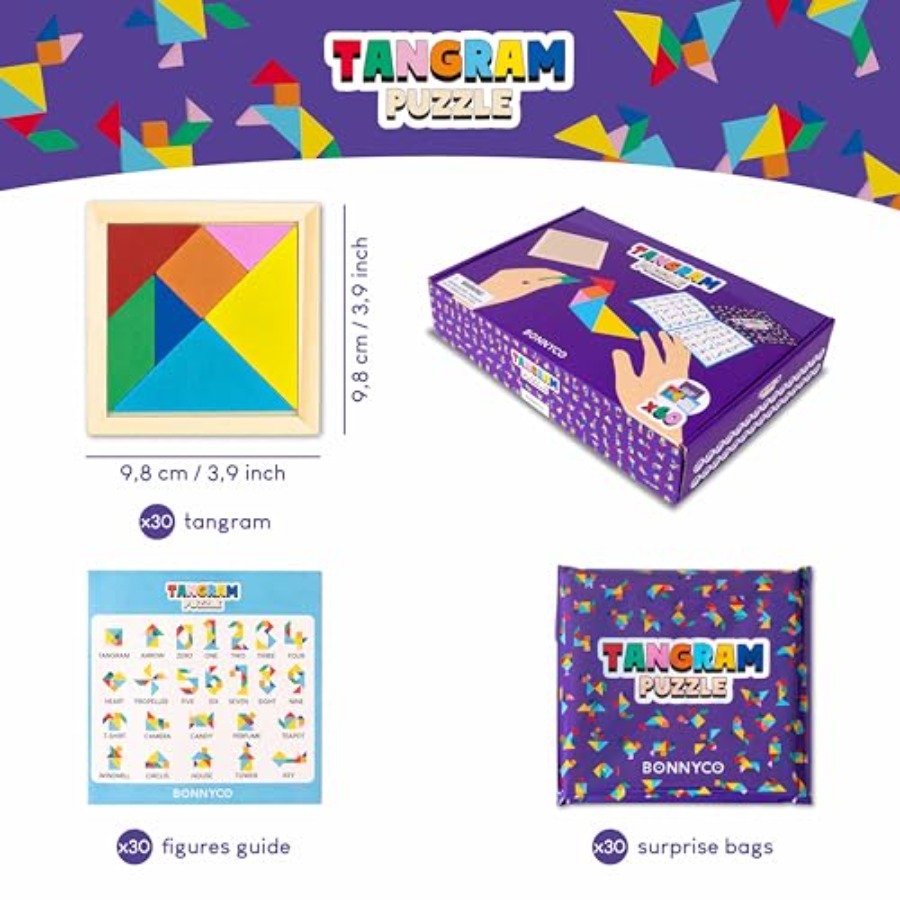 Tangram Puzzle Wooden Pack 30  - đánh giá và giá Party Favor Bag
