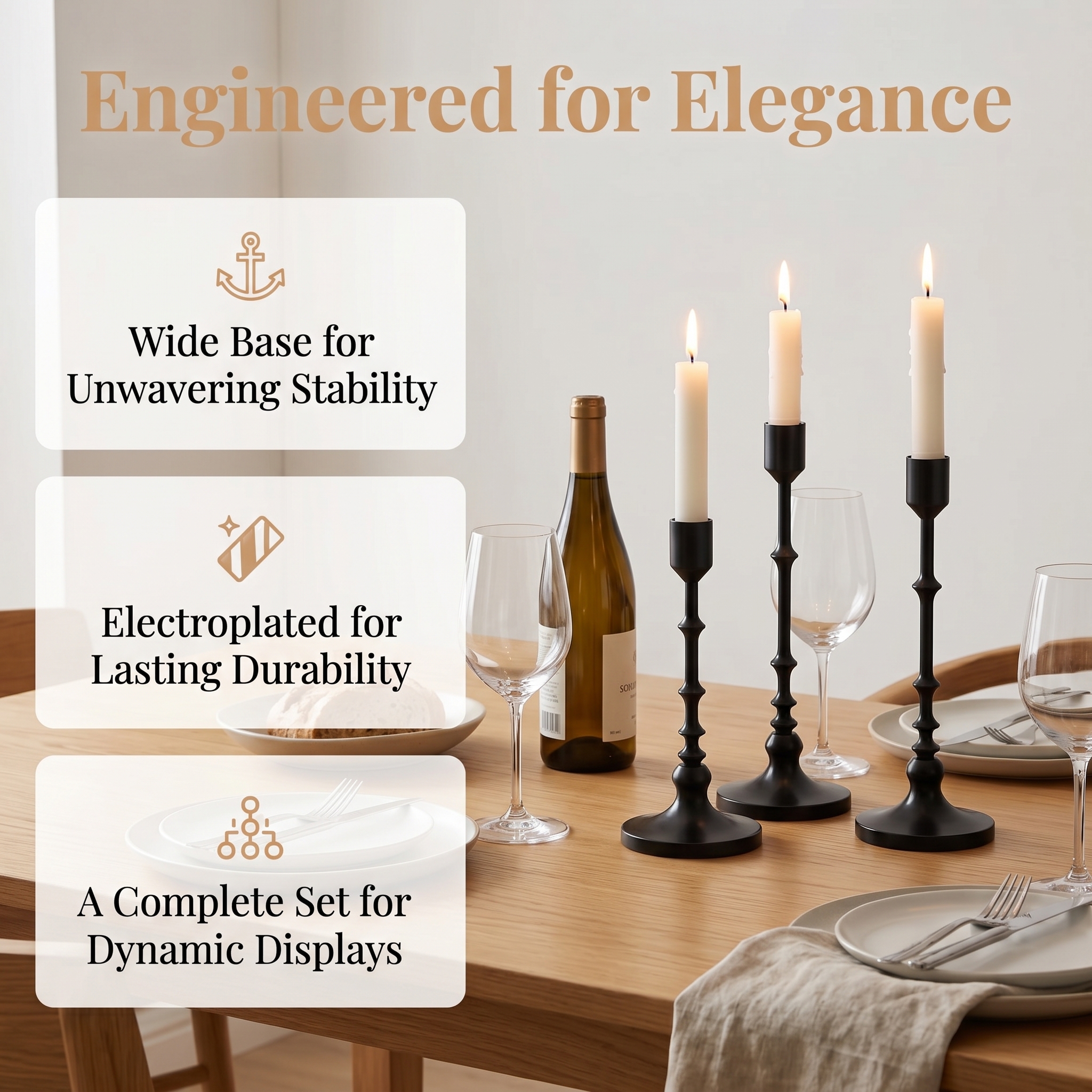 Unique Bullet Stem Metal Candl - đánh giá và giá Centerpiece Stick