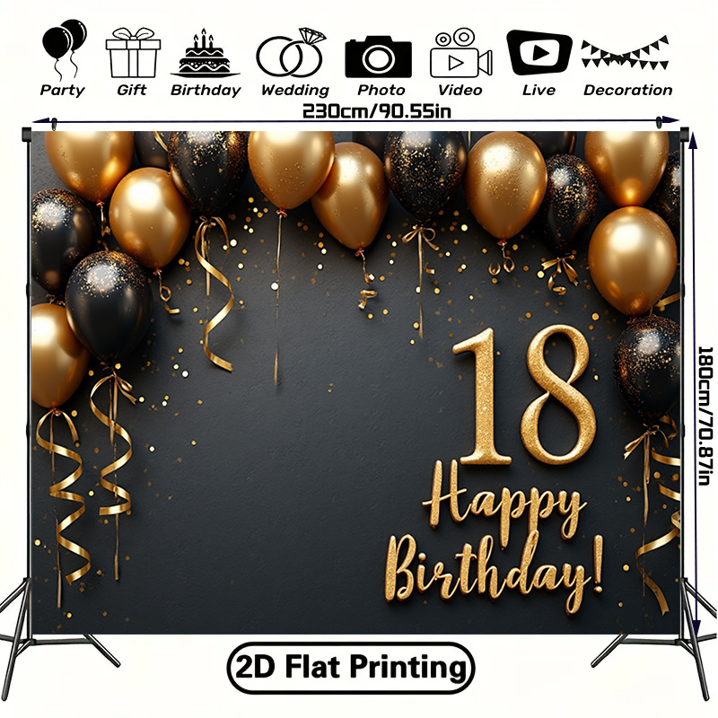 2D 1Pc Black & Gold Balloons B - đánh giá và giá Party Banner Gold