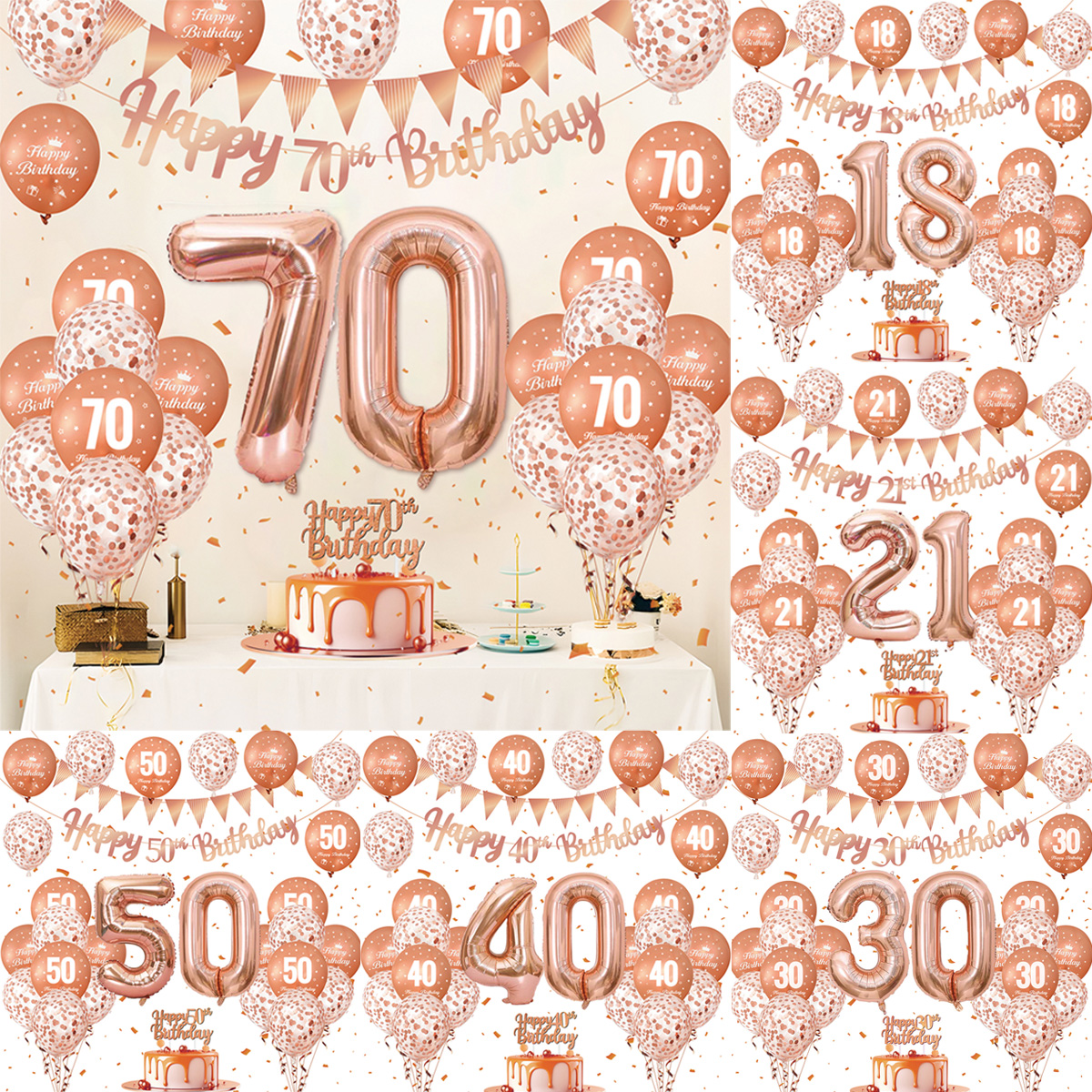 1Set Rose Gold Birthday Decora - đánh giá và giá Party Banner Gold