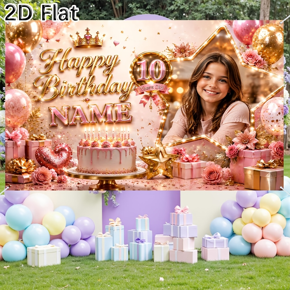 1pc Personalized Pink Gold 10t - đánh giá và giá Party Banner Gold