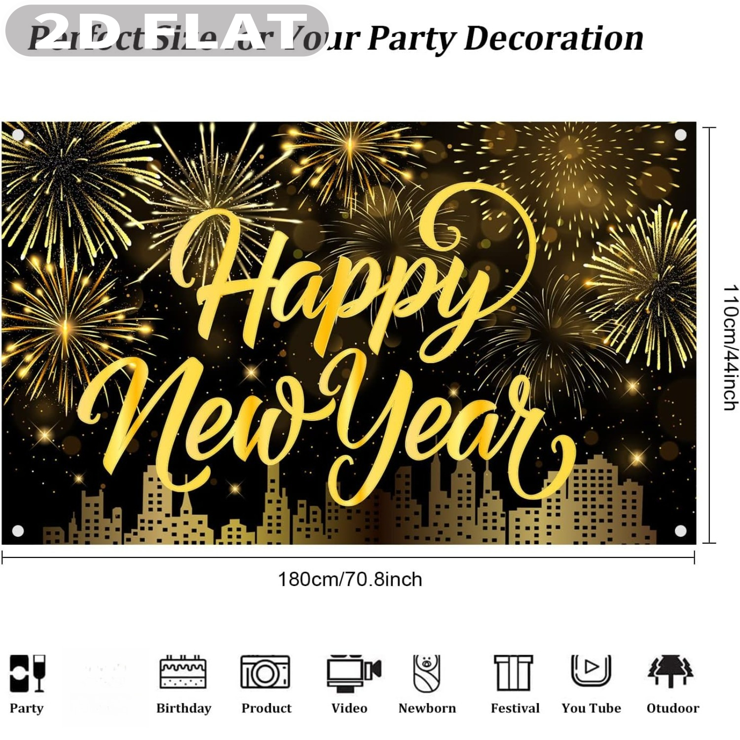 1pc Happy New Year Party Photo - đánh giá và giá Party Banner Gold