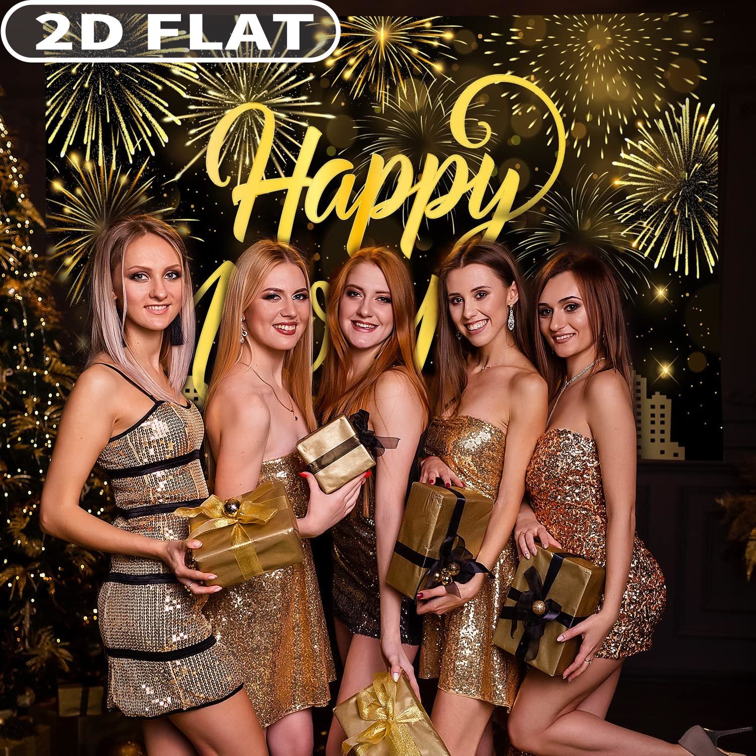1pc Happy New Year Party Photo - đánh giá và giá Party Banner Gold