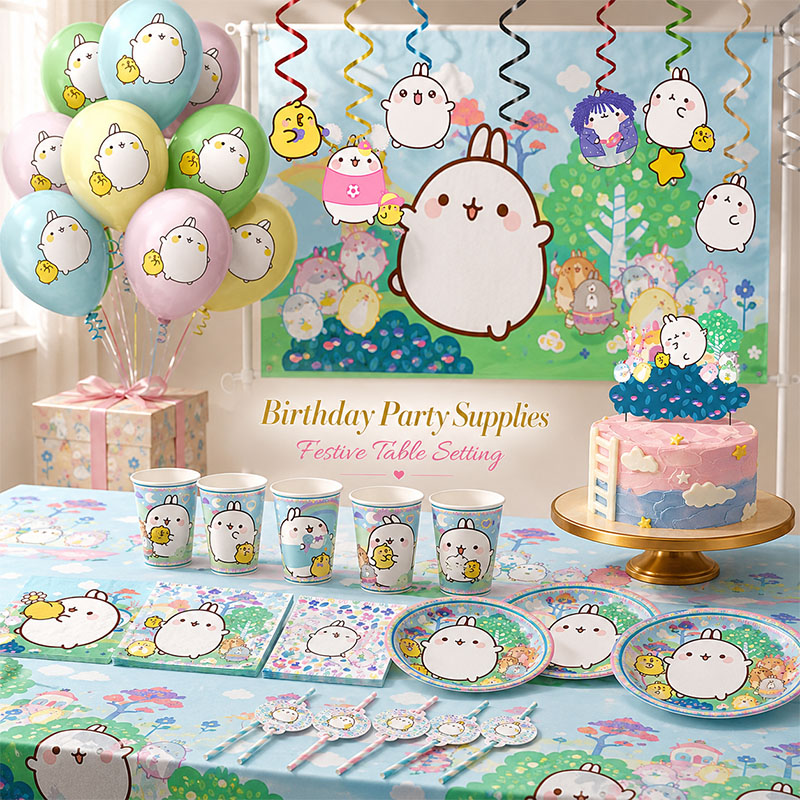 Molang Cartoon Themed Party Su - đánh giá và giá Paper Straw Color