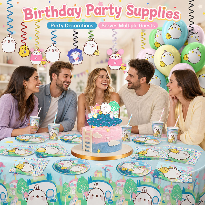 Molang Cartoon Themed Party Su - đánh giá và giá Paper Straw Color
