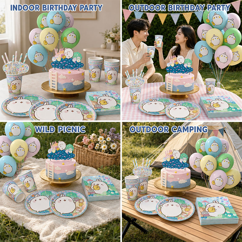 Molang Cartoon Themed Party Su - đánh giá và giá Paper Straw Color
