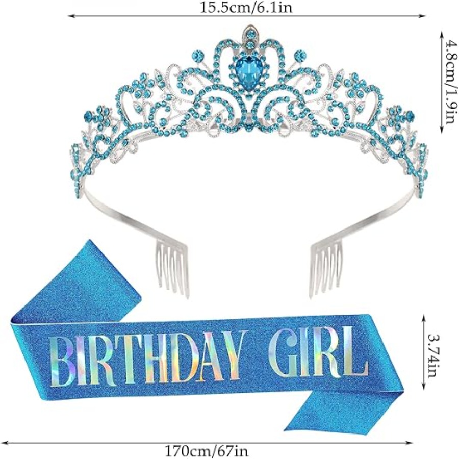 2Pcs Set Rhinestone Crystal Cr - đánh giá và giá Birthday Sash Glitter