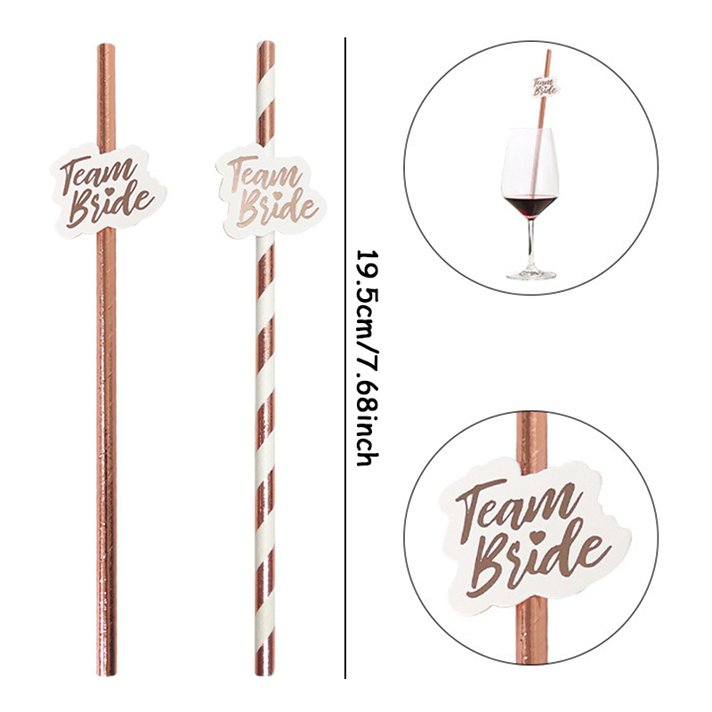 10pcs Team Bride Rose Gold Str - đánh giá và giá Paper Straw Color