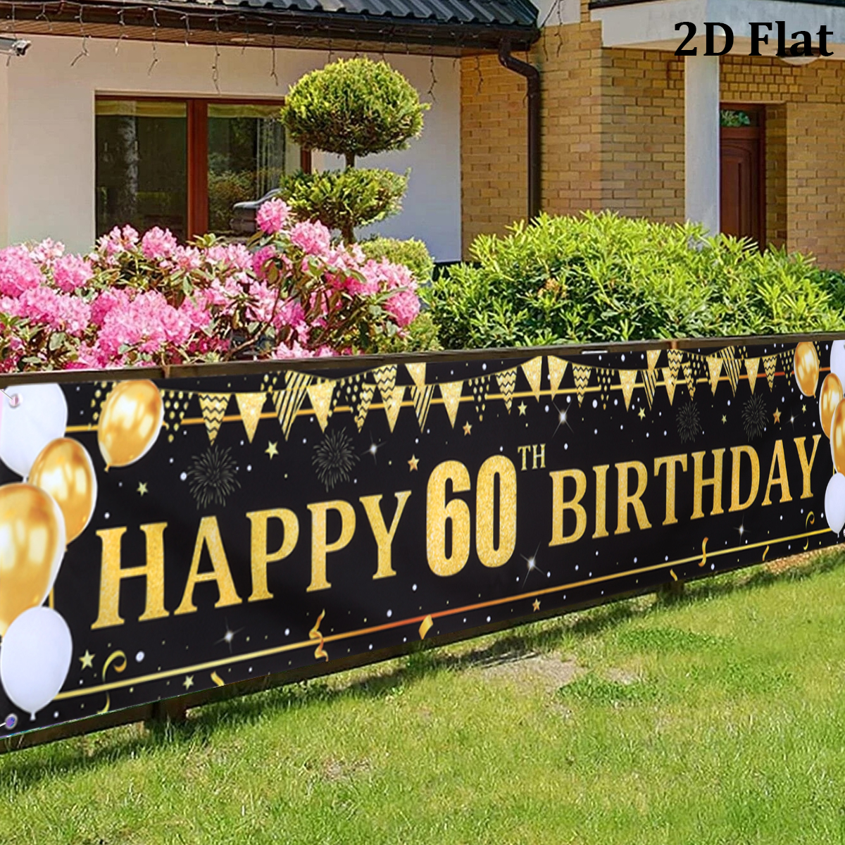 Black Gold Balloons Flags Happ - đánh giá và giá Party Banner Gold