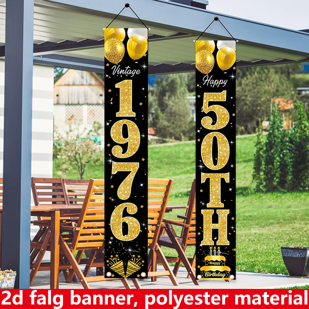 2D flat banner, 2pc birthday b - đánh giá và giá Party Banner Gold