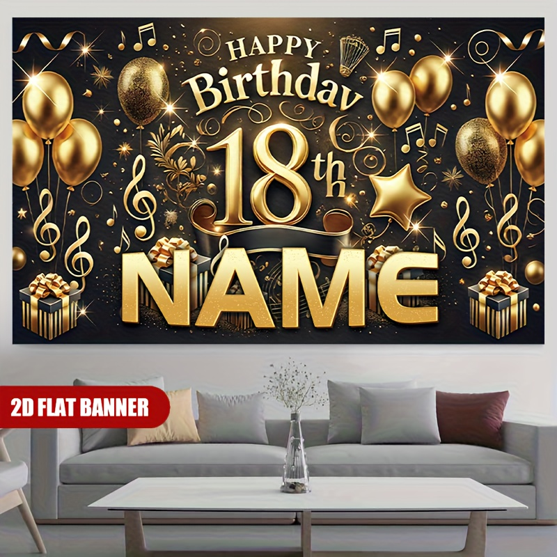 1pc Happy 18th Birthday Custom - đánh giá và giá Party Banner Gold