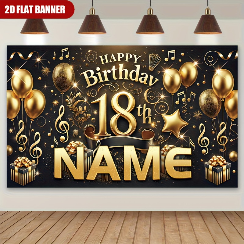 1pc Happy 18th Birthday Custom - đánh giá và giá Party Banner Gold