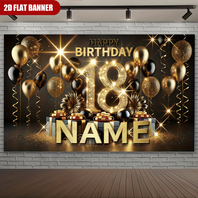 1pc Luxury Black Gold Happy 18 - đánh giá và giá Party Banner Gold