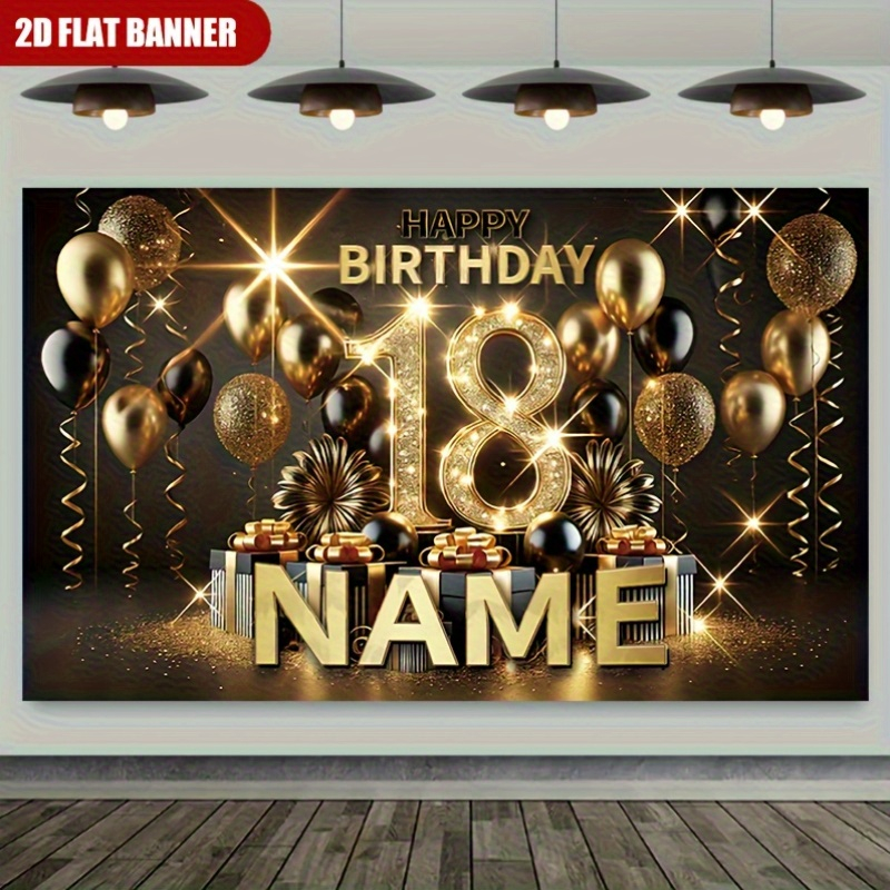 1pc Luxury Black Gold Happy 18 - đánh giá và giá Party Banner Gold