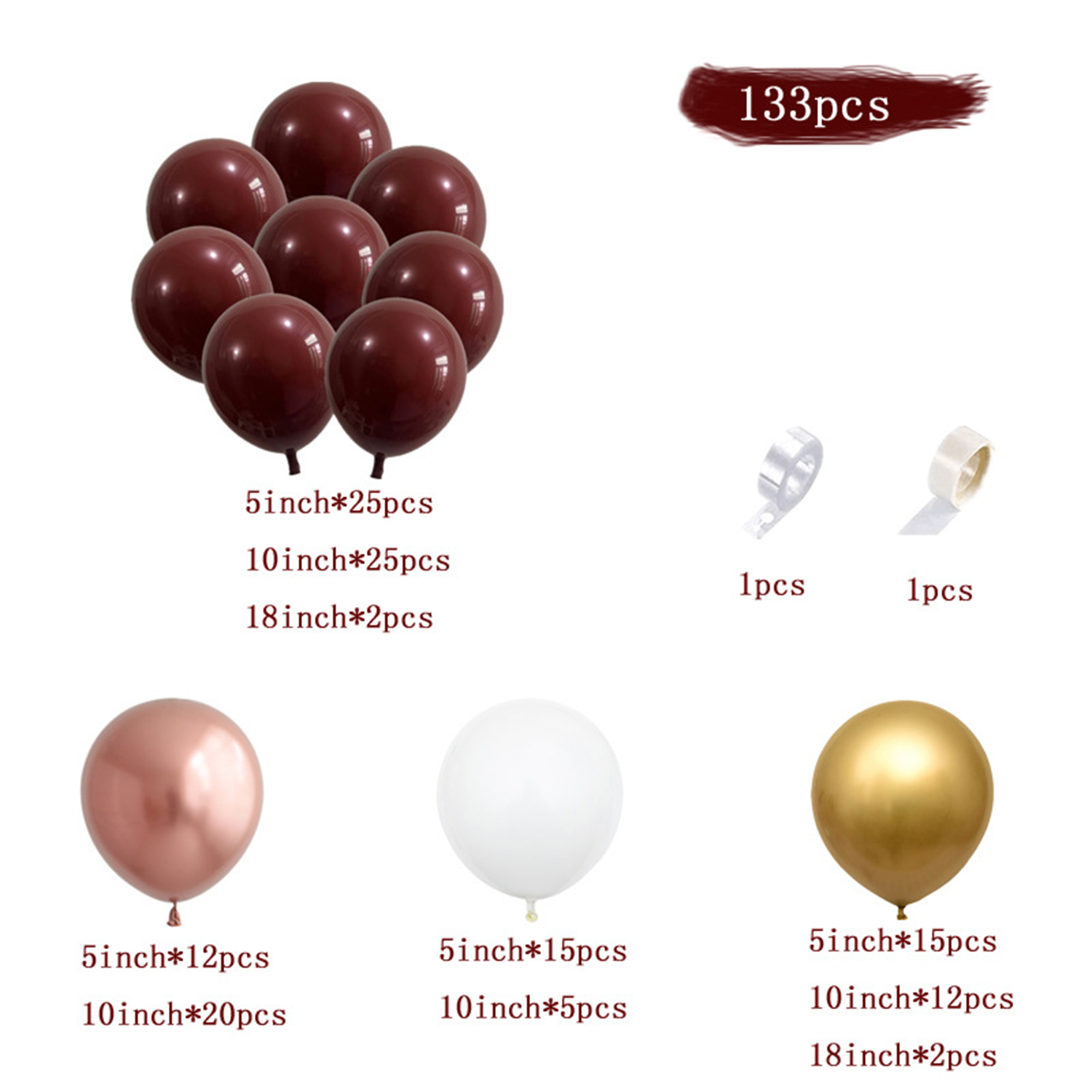 Garnet Balloon Set Garland Arc - đánh giá và giá Party Event Supplier