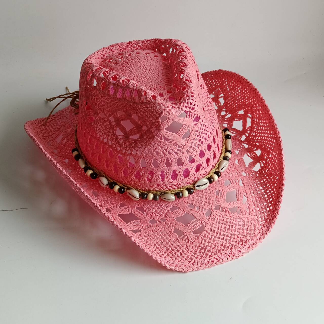 Pink Cowboy straw hat  hollow  - đánh giá và giá Paper Straw Color