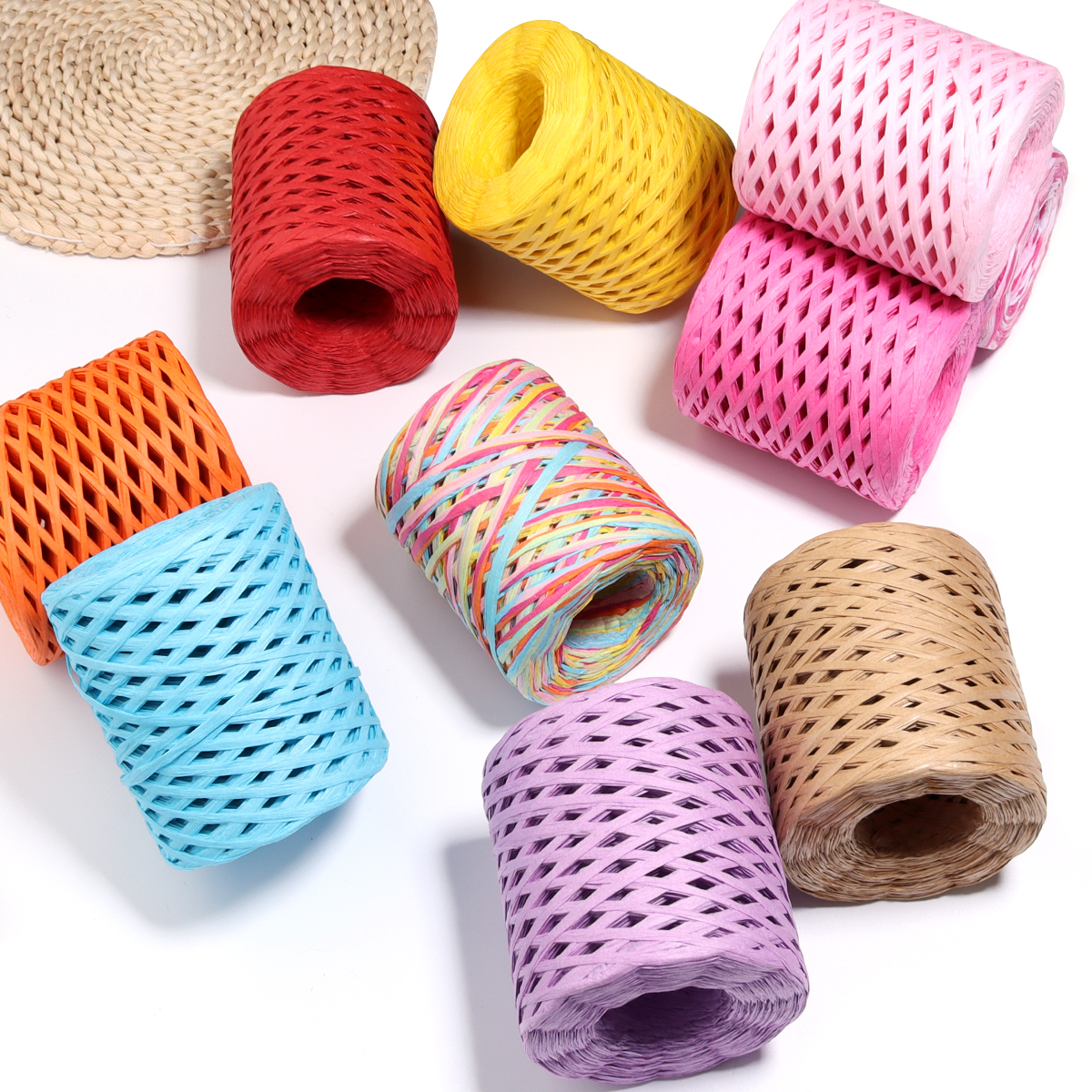 80-200M/Roll 4mm Colored Raffi - đánh giá và giá Paper Straw Color